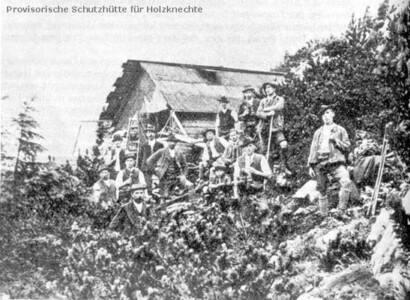 Provisorische Schutzhütte für Holzknechte